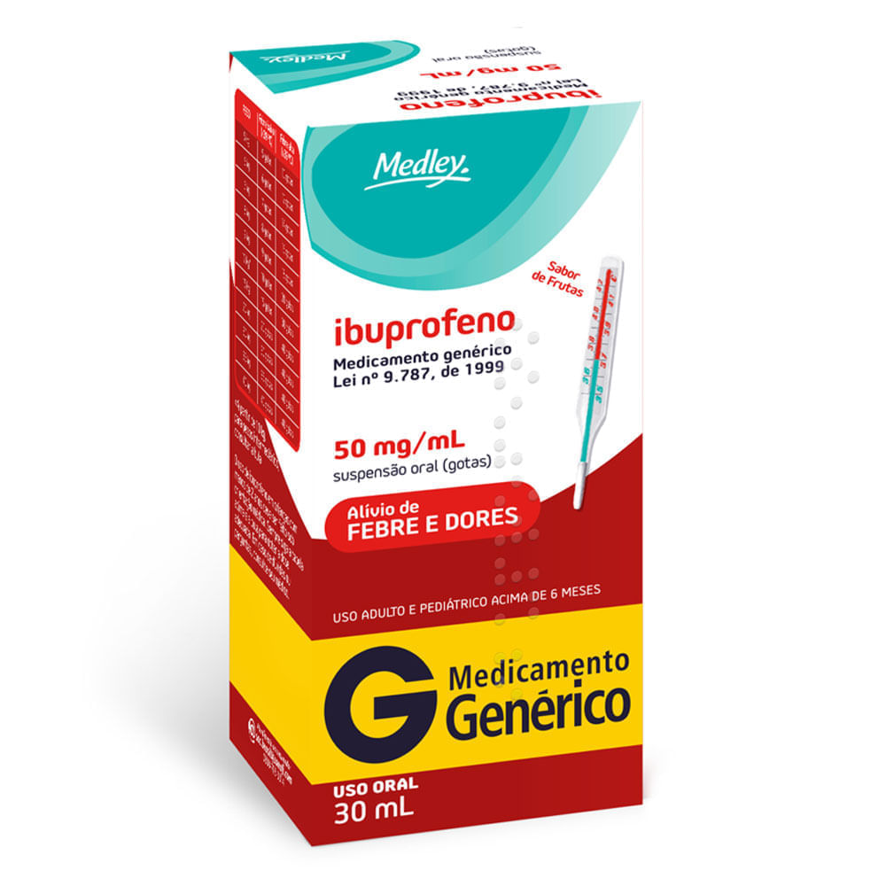 Ibuprofeno 50mg Gotas com 30ml Genérico Medley