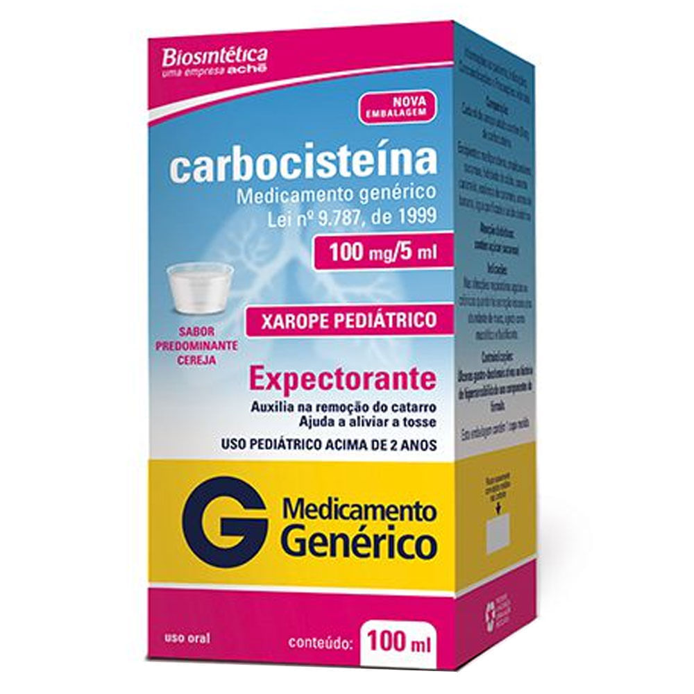 Carbocisteina 100mg Xarope Pediátrico 100ml - Genérico - Biosintética Genérica