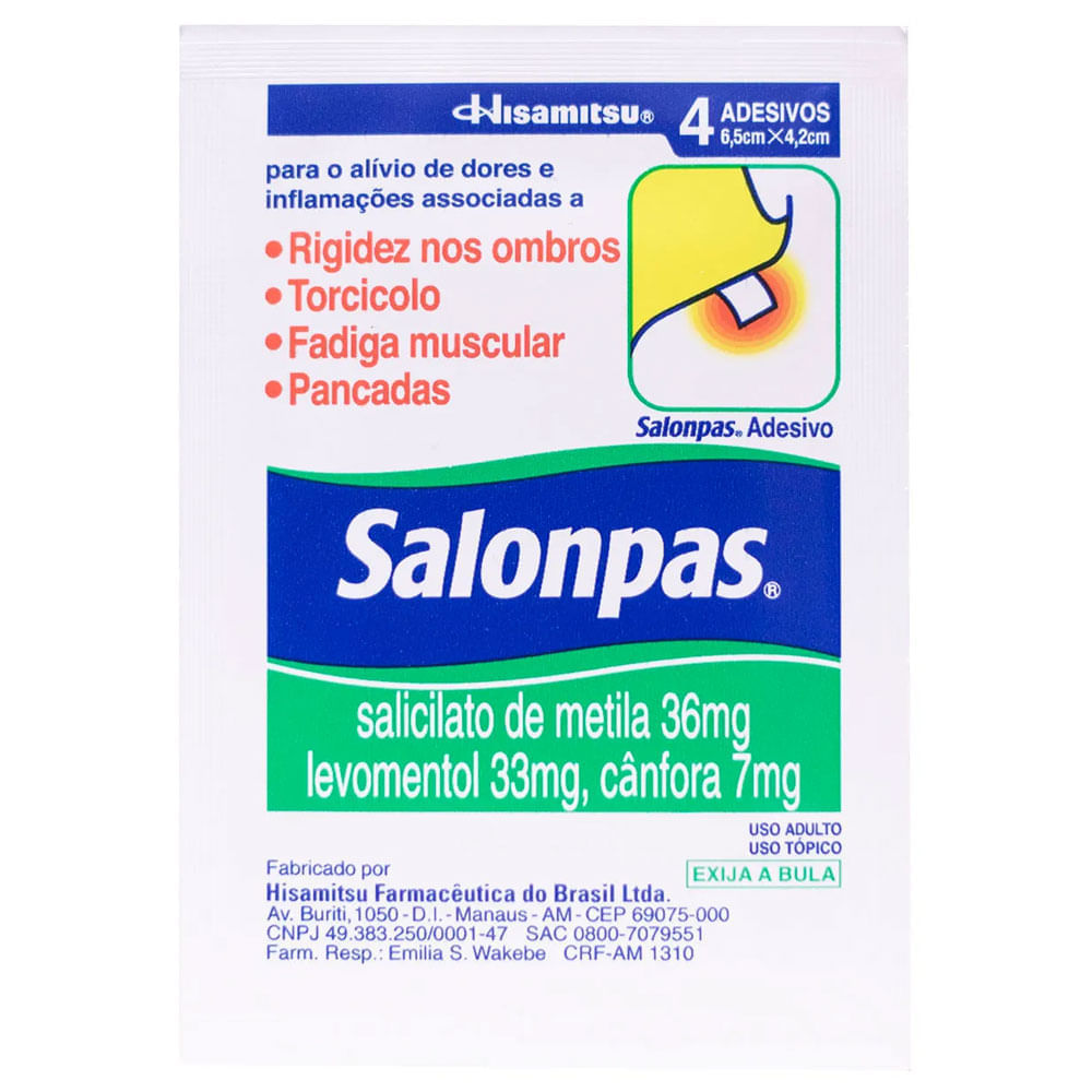 Emplastro Medicinal Salonpas Pequeno 4 Unidades