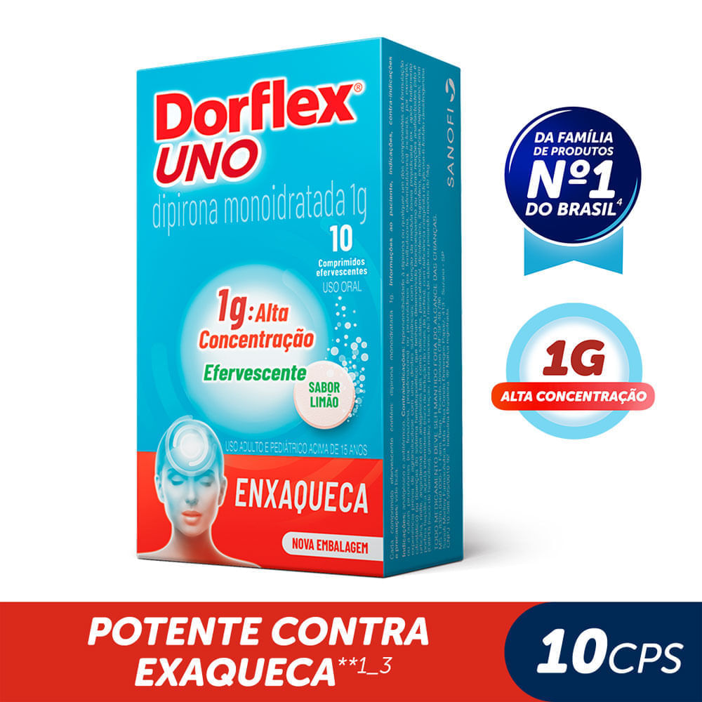 Analgésico e Antitérmico Dorflex Uno 1g 10 Comprimidos Efervescentes