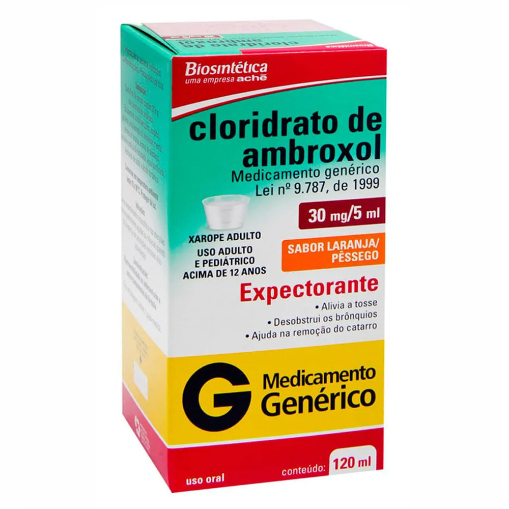 Cloridrato de Ambroxol 30mg/5ml Biosintética Sabor Laranja e Pêssego 120ml