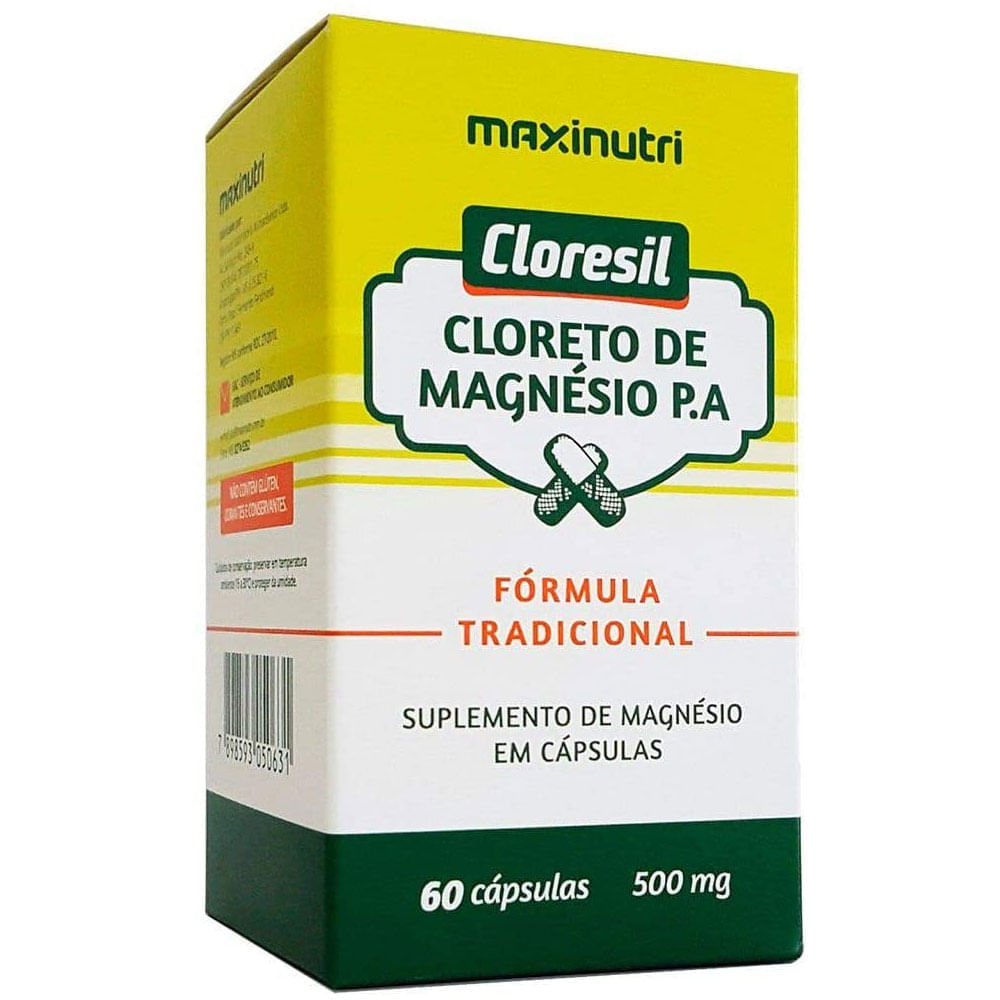 Cloreto de Magnésio Puro 500mg Cloresil 60 Caps Maxinutri