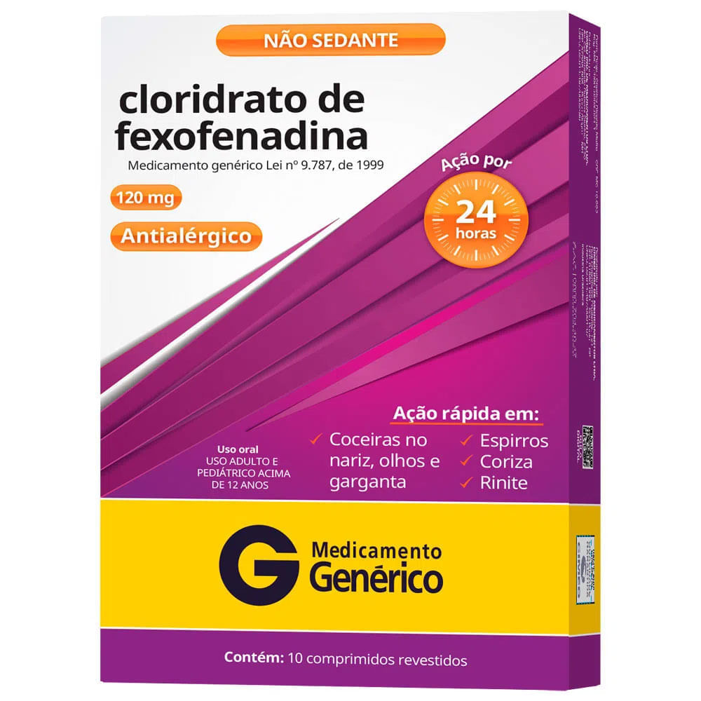 Cloridrato de Fexofenadina 120mg Cimed 10 Comprimidos Revestidos