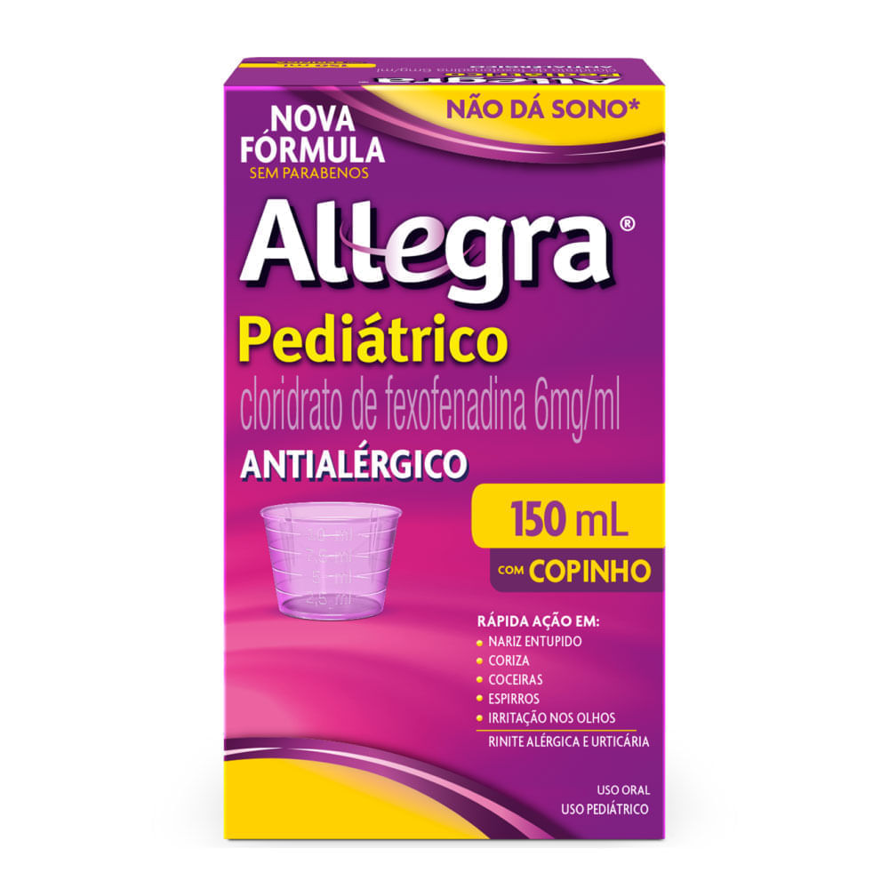 Allegra 6mg/ml Pediátrico Sabor Framboesa Frasco 150ml + Copo Dosador