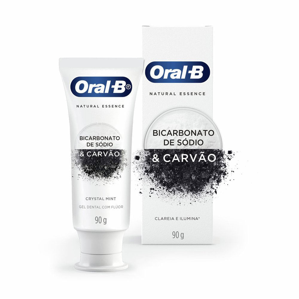 CREME DENTAL ORAL B NATURAL ESSENCE BICARBONATO E CARVAO 90G