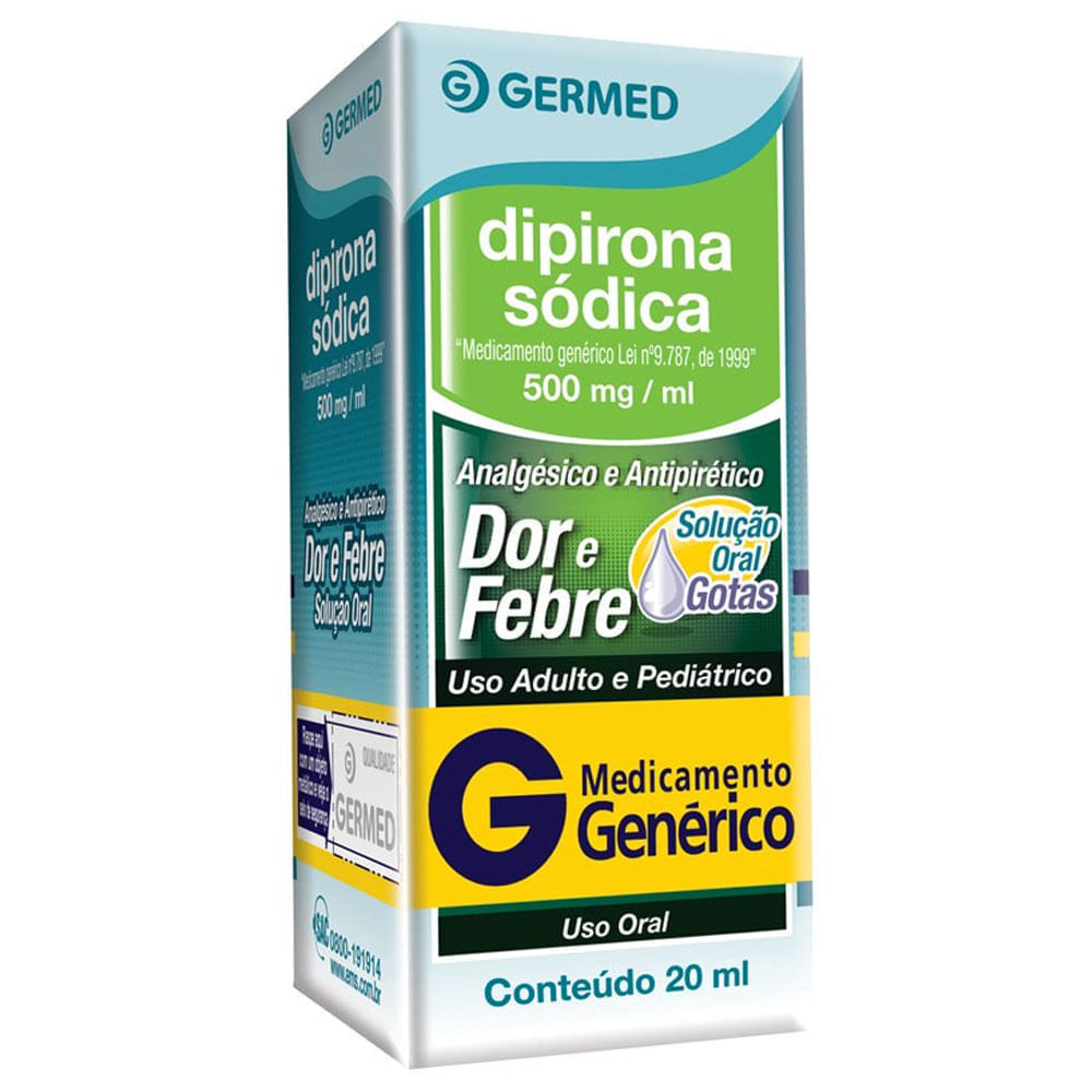 Dipirona Sódica 500MG/ML Solução oral (gotas) - Frasco com 20 mL