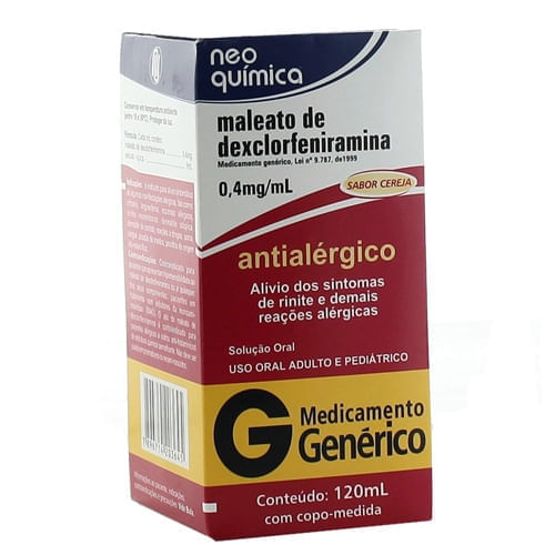 Maleato de Dexclorfeniramina 0,4mg/ml Neo Química Solução Oral 120ml