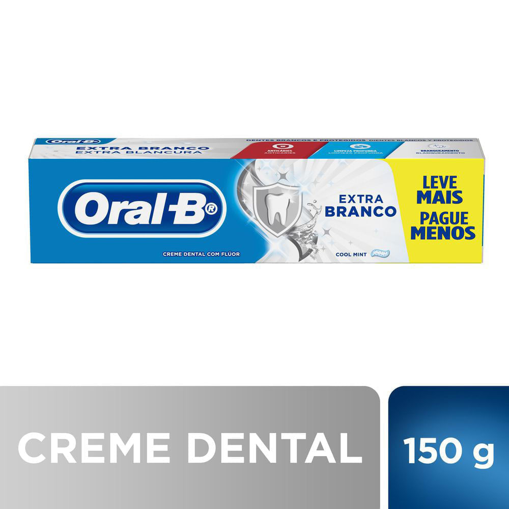 Creme Dental Cool Mint Oral-B Extra Branco Caixa 150g Leve Mais Pague Menos