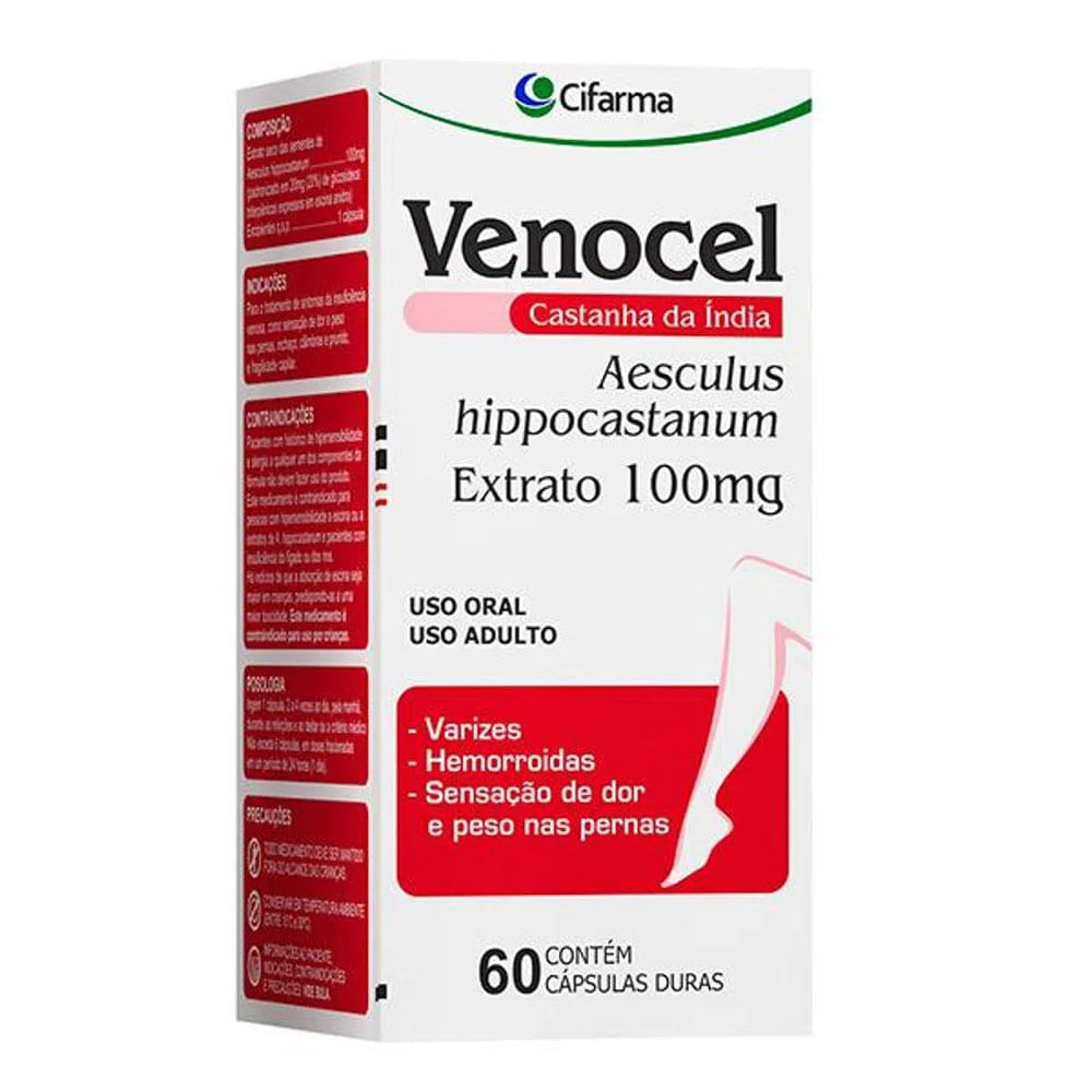 Venocel Castanha da Índia 100mg com 60 comprimidos