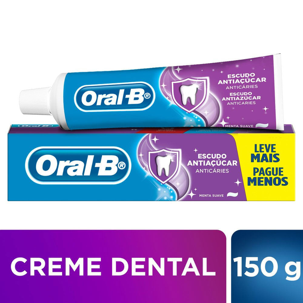 CREME DENTAL ORAL B ESCUDO ANTIAÇUCAR 150G
