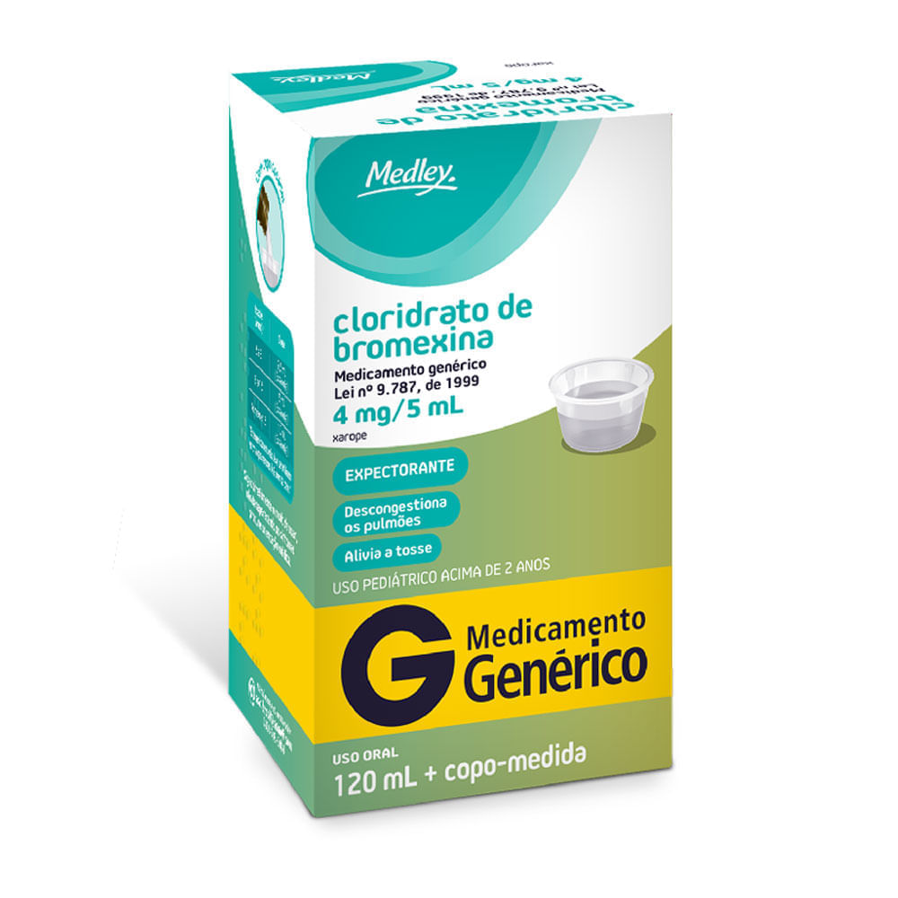Cloridrato de Bromexina 4mg/5ml Medley Frasco 120ml + Copo Medidor