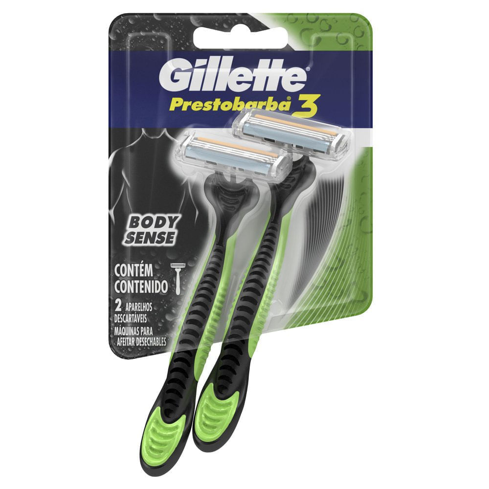 Aparelho de Barbear Descartável Body Sence Descartável Gillette Prestobarba3 Blister 2 Unidades