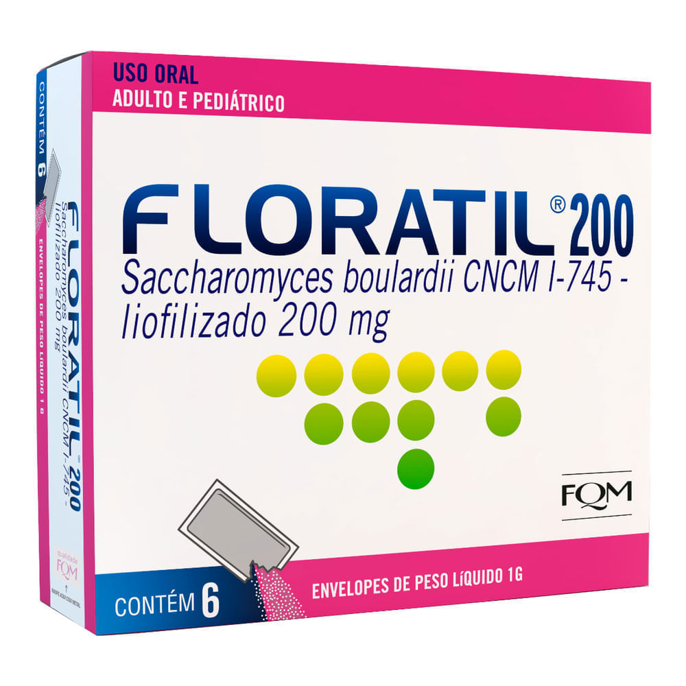 Floratil 200mg/g Pó oral - 6 Sachê com 1g