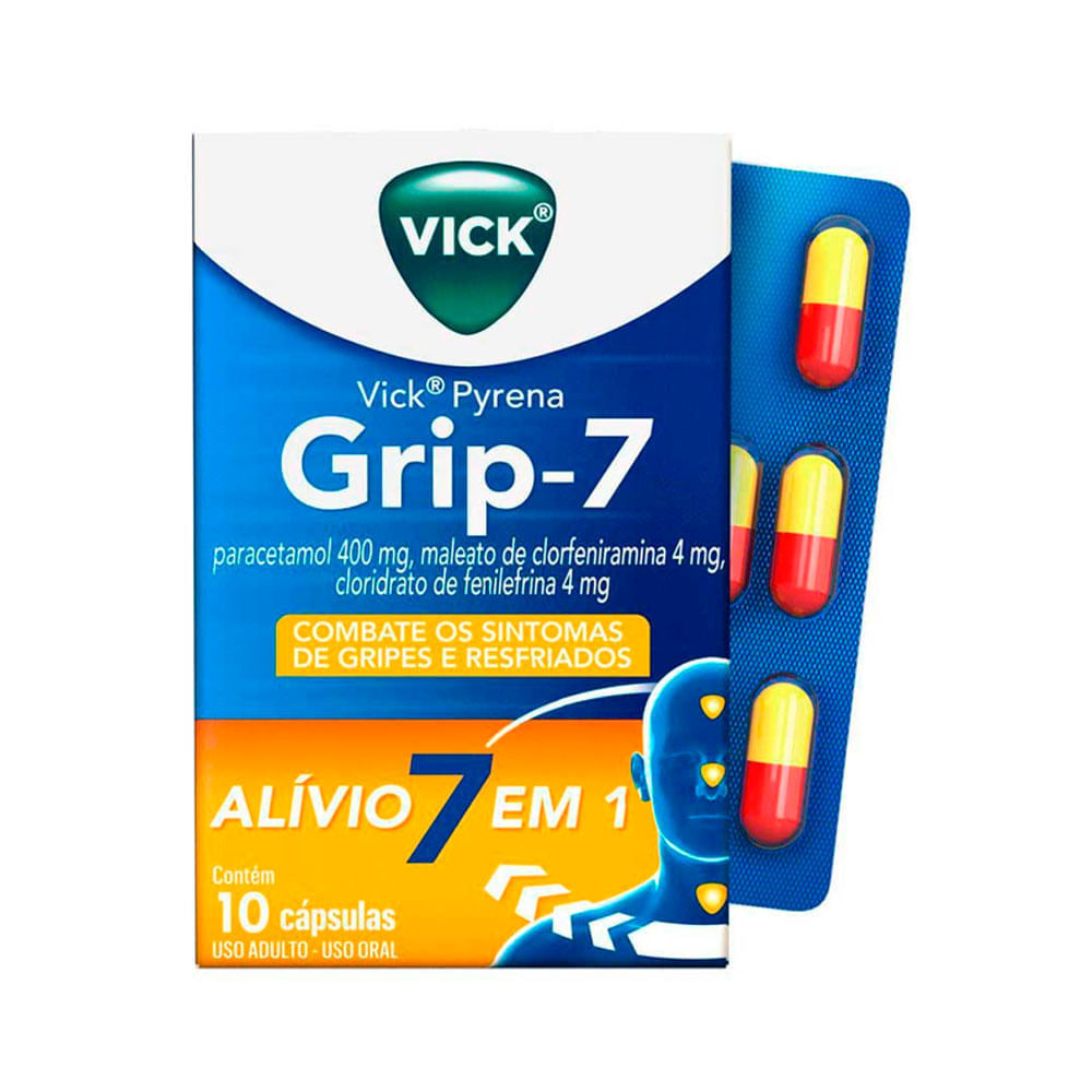 Encontraproduto.com.br - VICK PYRENA GRIP-7 COM 10 COMPRIMIDOS