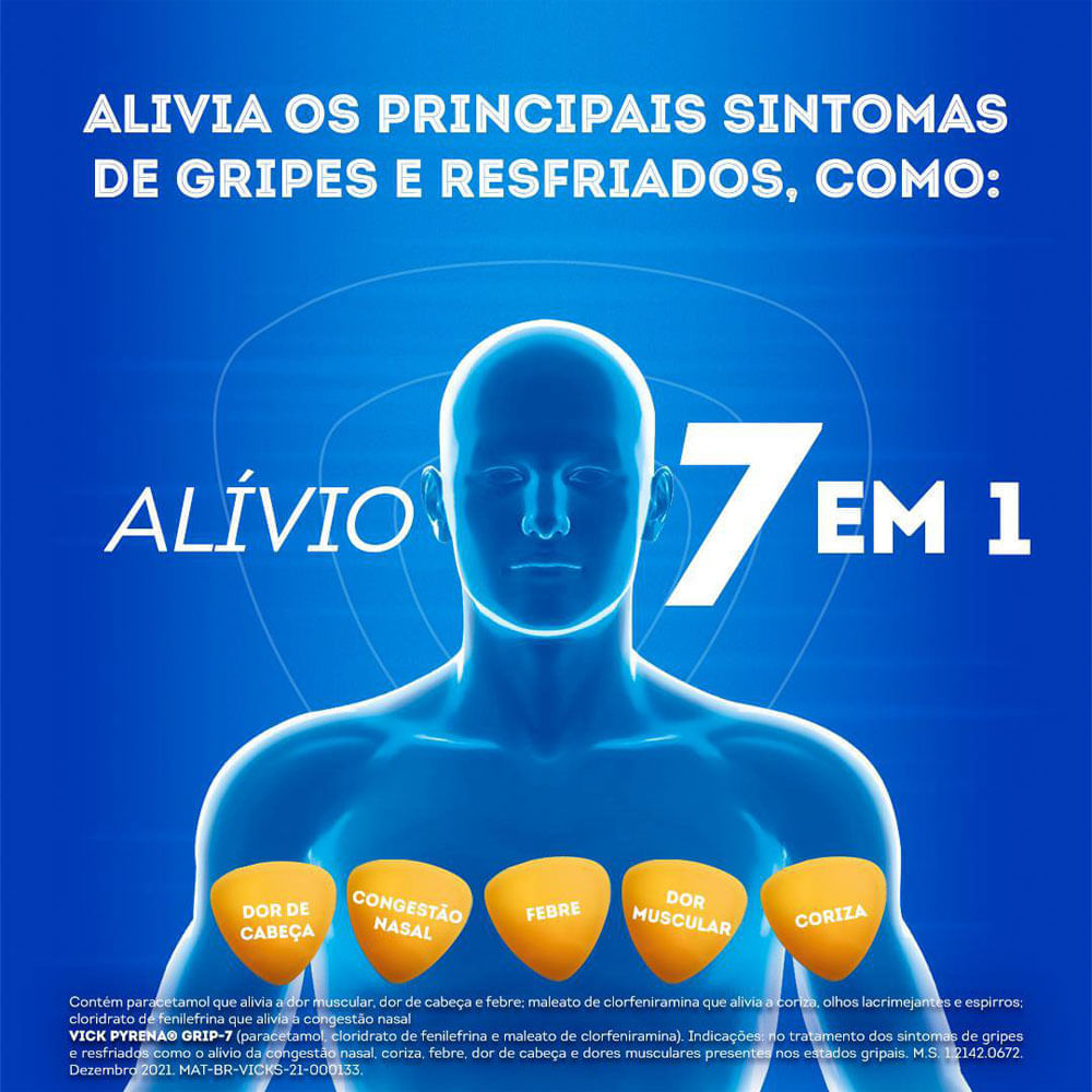 Encontraproduto.com.br - VICK PYRENA GRIP-7 COM 10 COMPRIMIDOS