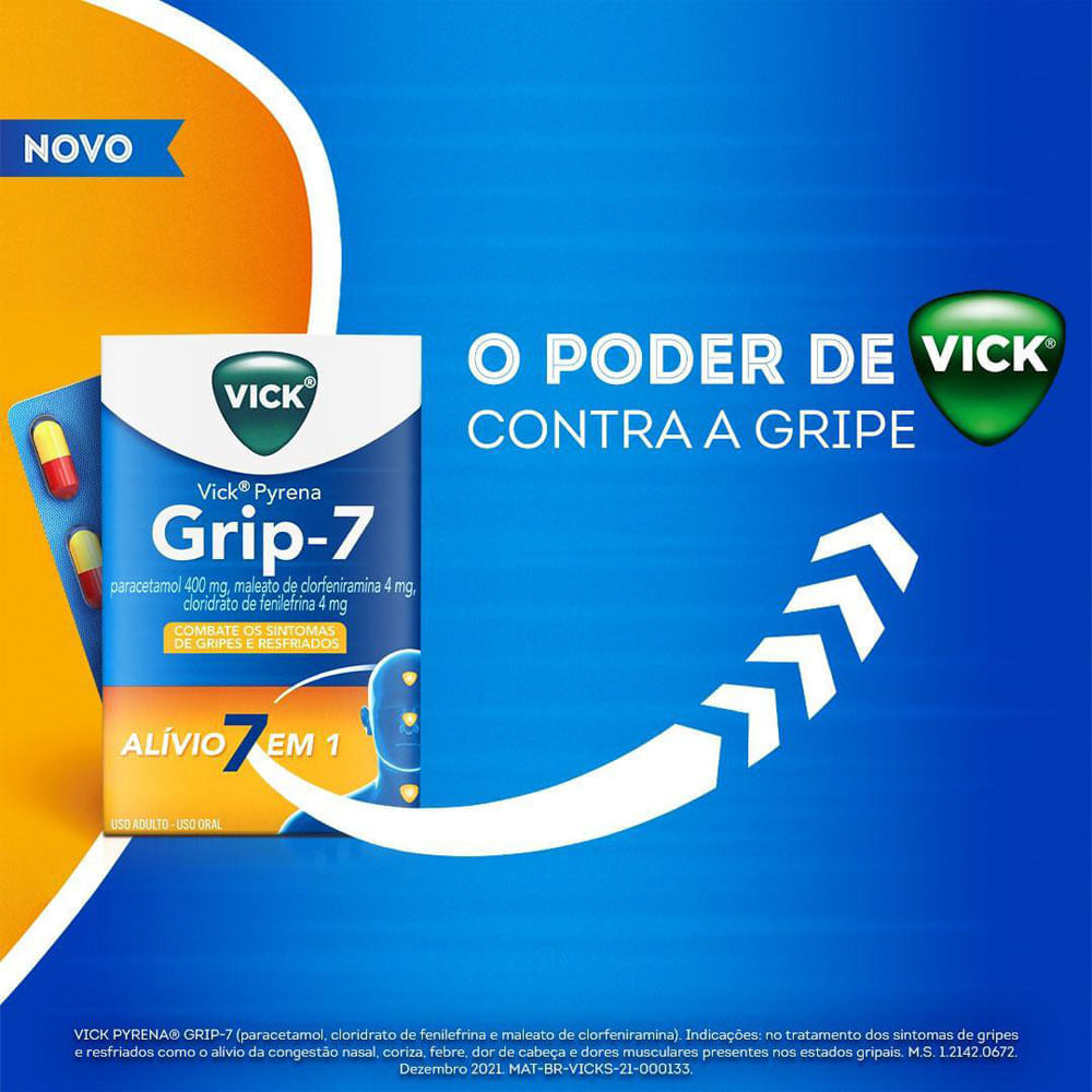 Encontraproduto.com.br - VICK PYRENA GRIP-7 COM 10 COMPRIMIDOS