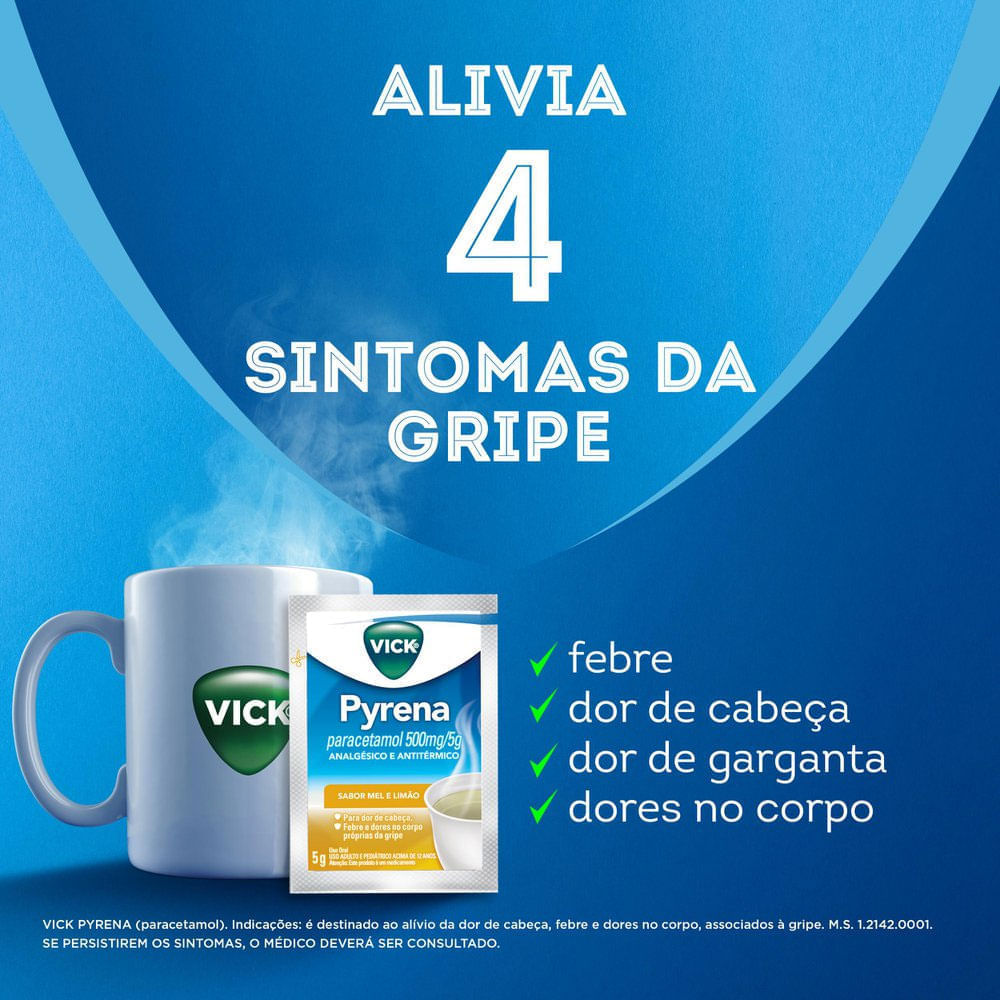 Vick Pyrena Mel e Limão Chá 5 Envelopes 5g