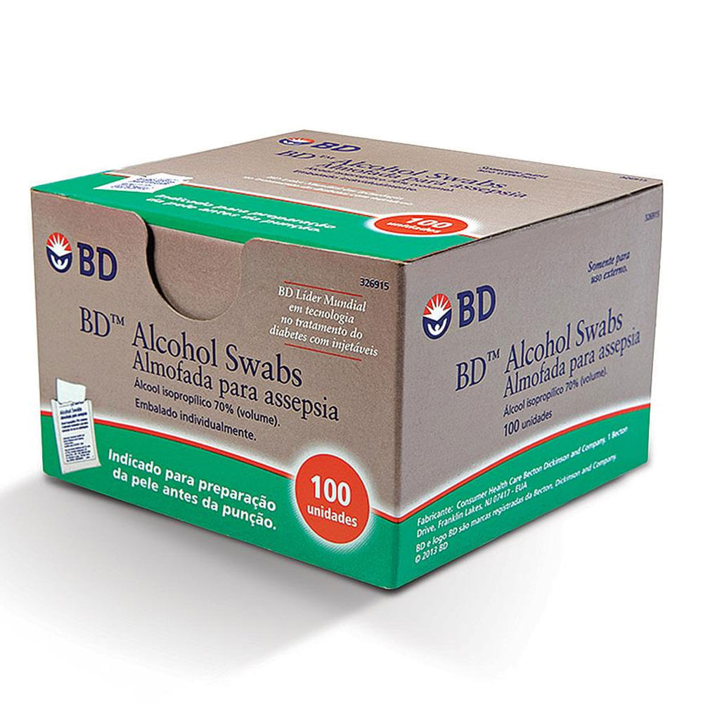 Swab de Alcool BD com 100 unidades 