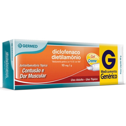 Encontraproduto.com.br - Diclofenaco Dietilamonio 10mg Gel Dermatológico 60g - Genérico - Germed
