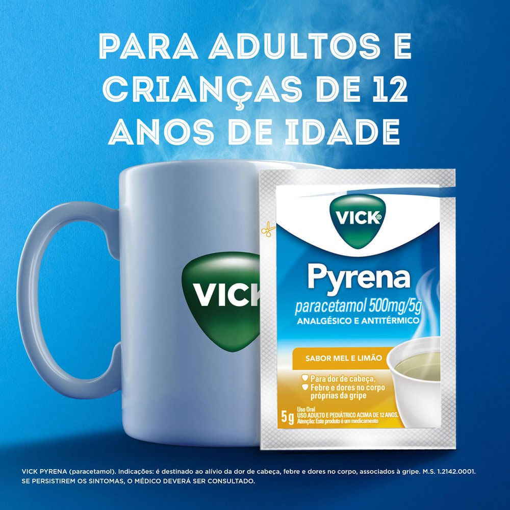 Encontraproduto.com.br - Vick Pyrena Mel e Limão Chá 5 Envelopes 5g