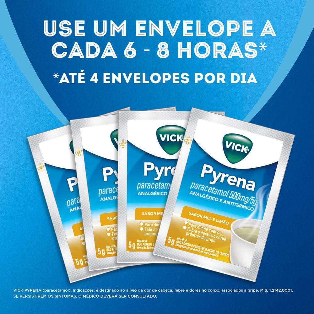 Encontraproduto.com.br - Vick Pyrena Mel e Limão Chá 5 Envelopes 5g