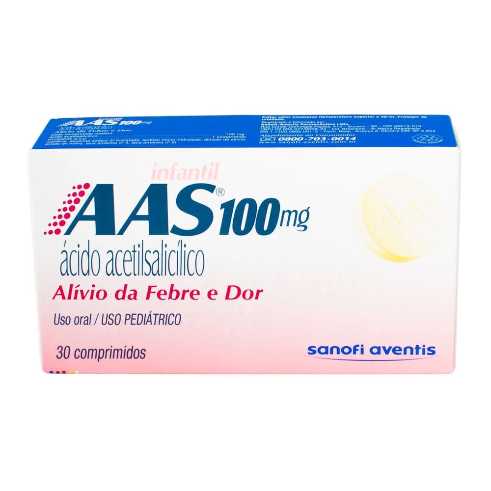 AAS Infantil 100mg - Caixa com 30 Comprimidos