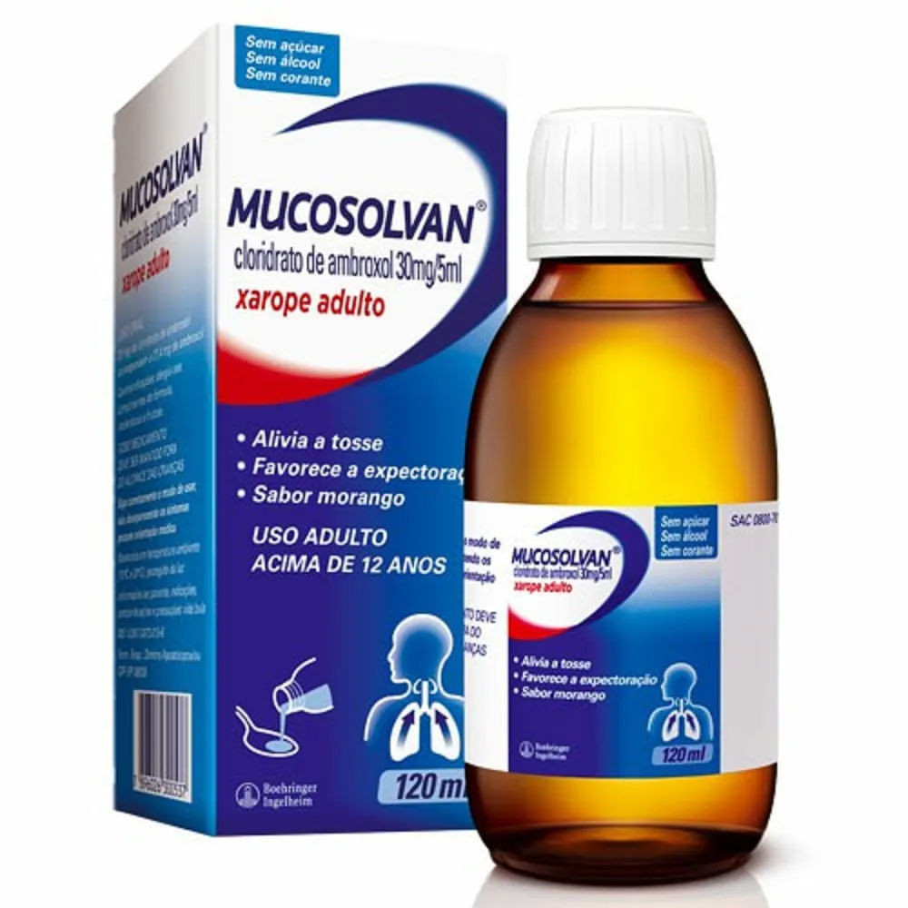 Xarope Mucosolvan 30mg/ml Morango Sanofi Caixa 120ml