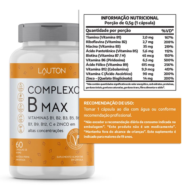 Complexo B Max Lauton Nutrition 60 Cápsulas Em Oferta - Farmadelivery