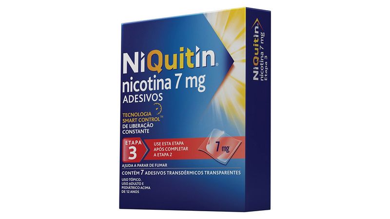 Niquitin 7Mg Com 7 Adesivos Transdérmicos Transparentes - Etapa 3 - PERRIGO