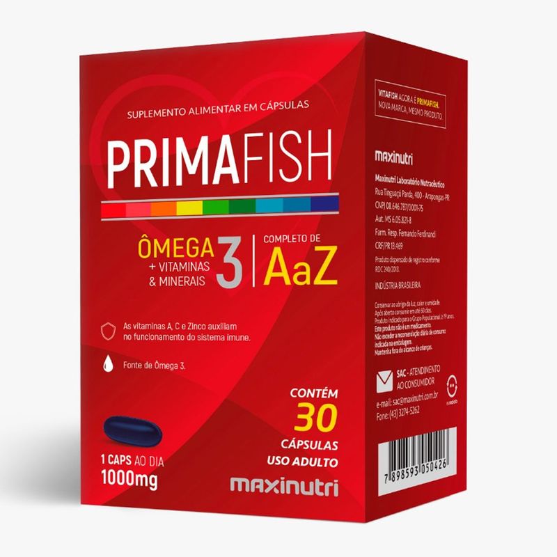 PrimaFish Ômega 3 Maxinutri 1000mg 30 Cápsulas em Oferta Farmadelivery