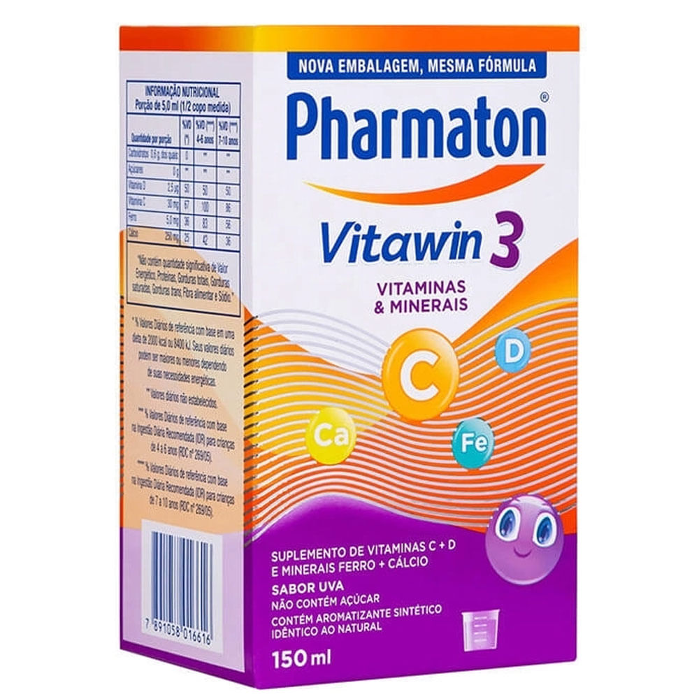 Imagem ilustrativa do suplemento infantil Pharmaton Vitwin 3.