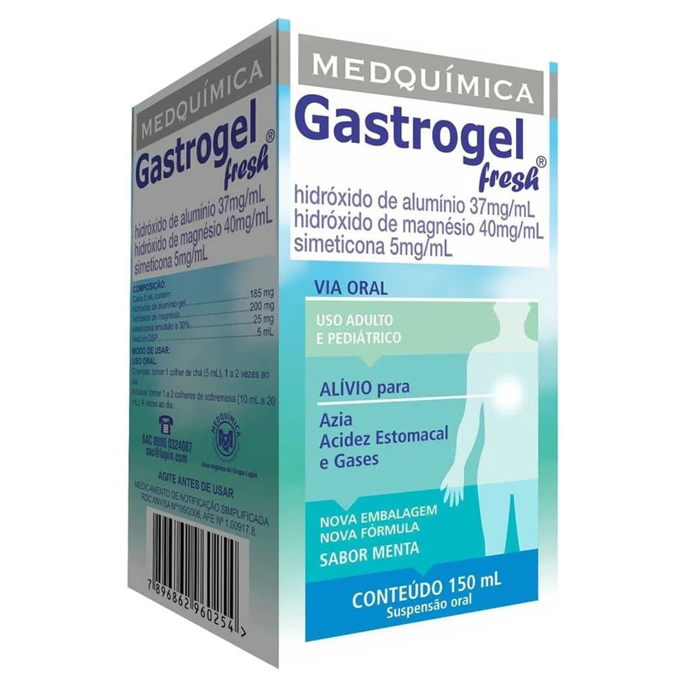 Gastrogel Fresh Suspensao Oral Sabor Menta 150Ml