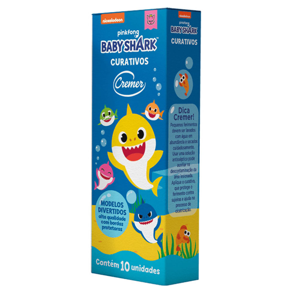 Curativos Cremer Baby Shark Com 10 Unidades