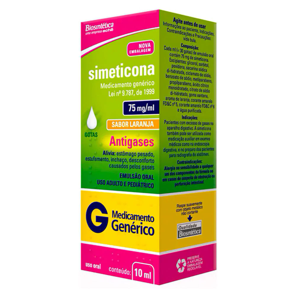 Antigases Simeticona 75mg/ml Genérico Biosintética 10ml