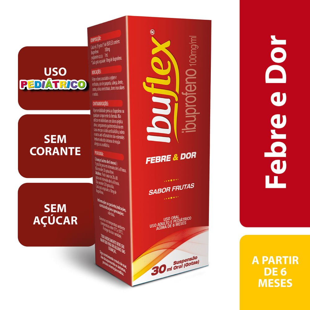 Ibuflex 100mg/ml Suspensão Oral Gotas Sabor Frutas 30ml