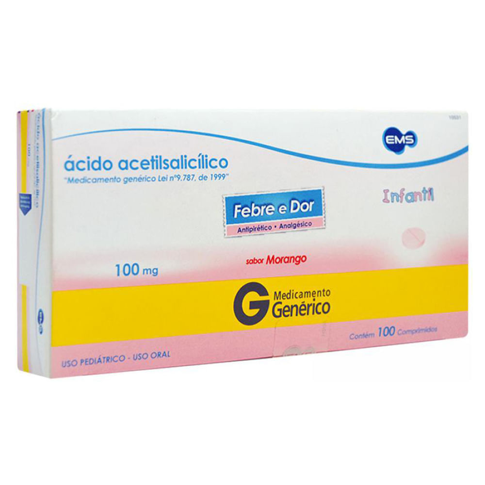 A A S Ems Infantil 100mg Com 100 Comprimidos