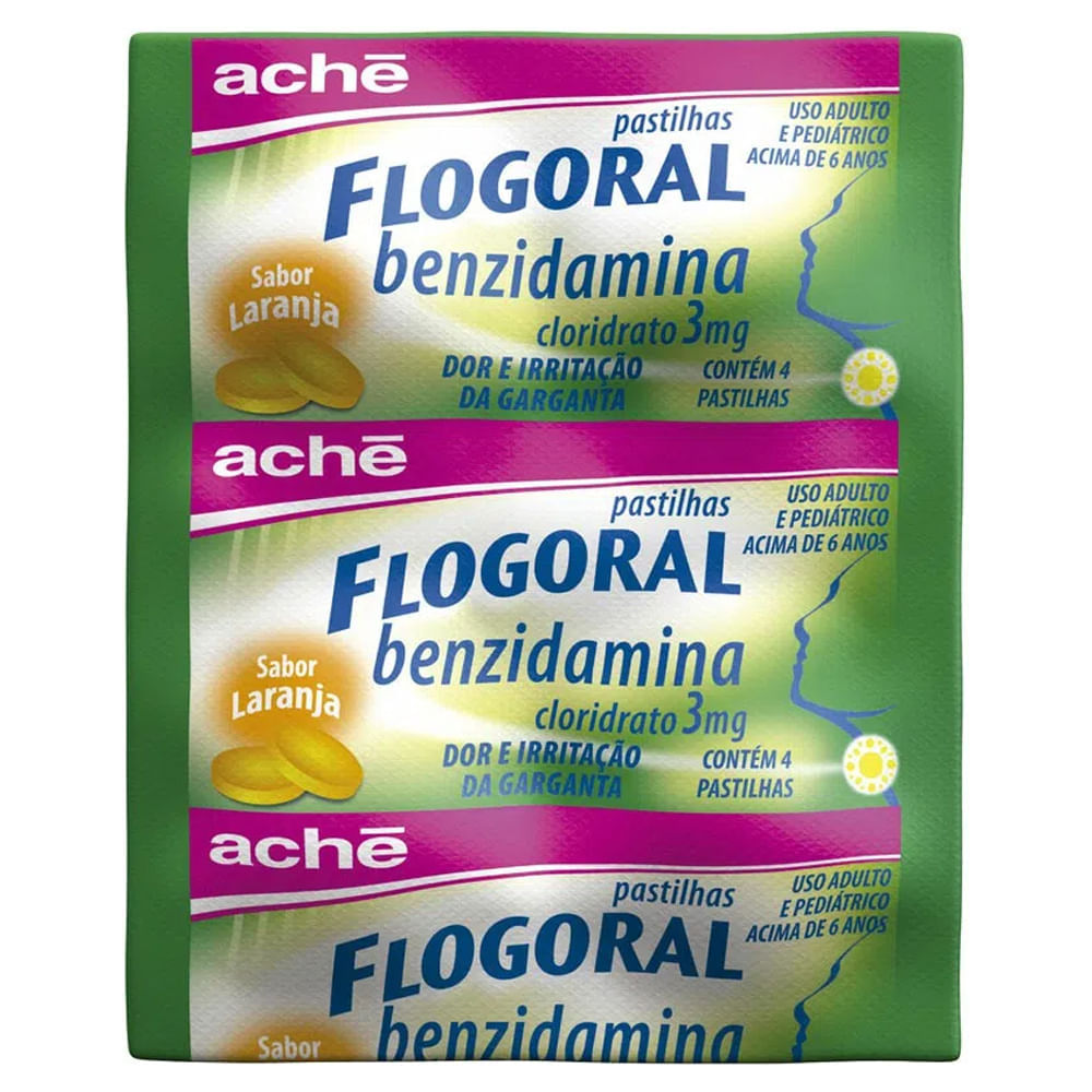 Flogoral Aché Laranja  Com 4 Pastilhas