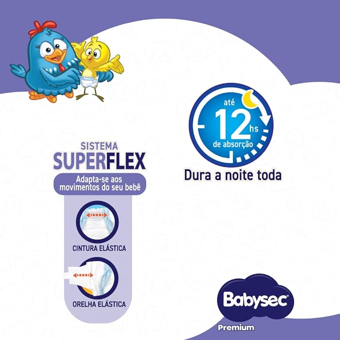 Fralda Babysec Premium Galinha Pintadinha G com 30 Unidades