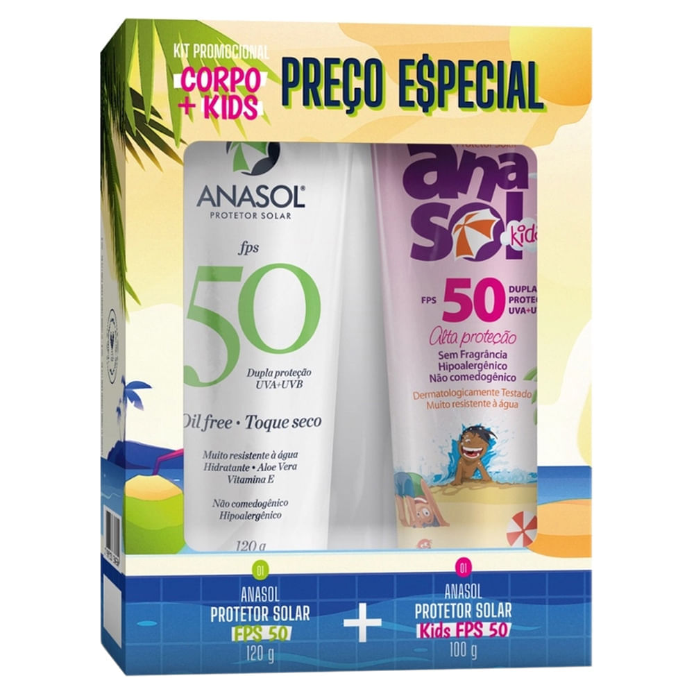 Kit Protetor Solar Anasol Kids FPS50 100g + Facial FPS50 120g