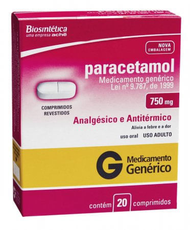 Paracetamol 750MG Comprimido revestido - Caixa com 20 Comprimidos