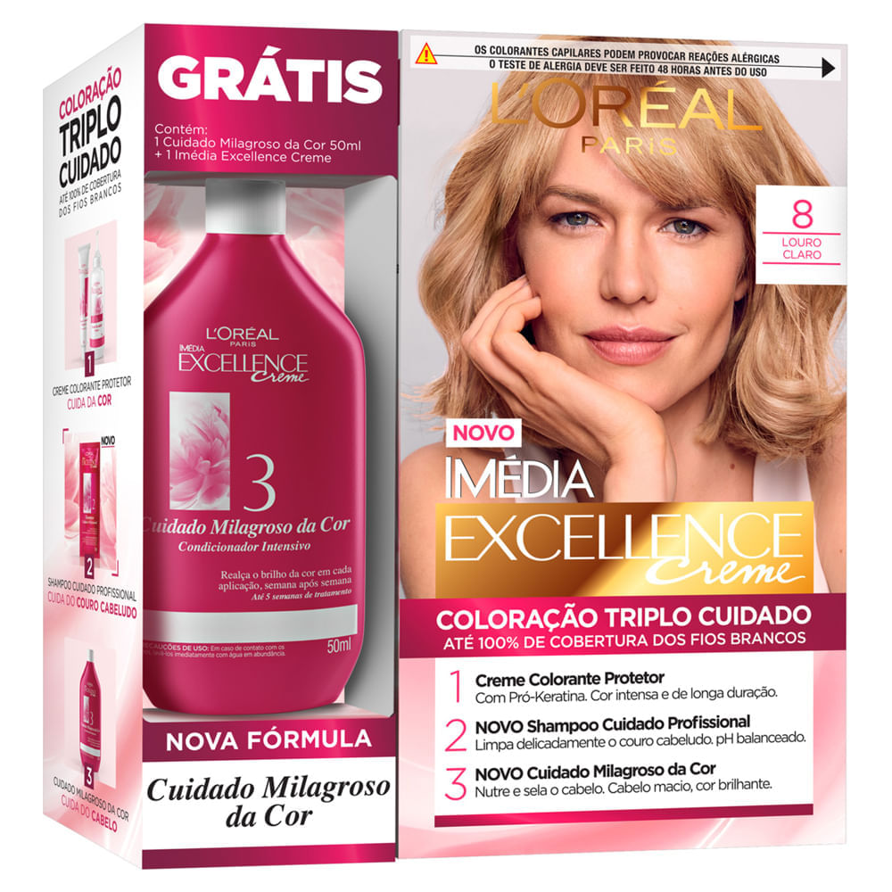 Tintura Permanente Loréal Paris Imédia Excellence 8.0 Louro Claro