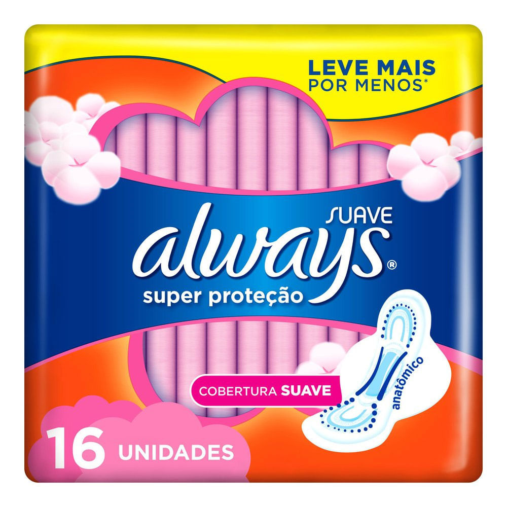 Absorvente Always Super Proteção Suave Abas 16 unidades em Oferta -  Farmadelivery