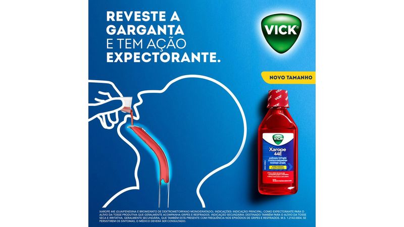 Kit Xarope Vick 44E 240ml + Vick Pyrena Grip 7 - 5 Cápsulas, xarope vick 