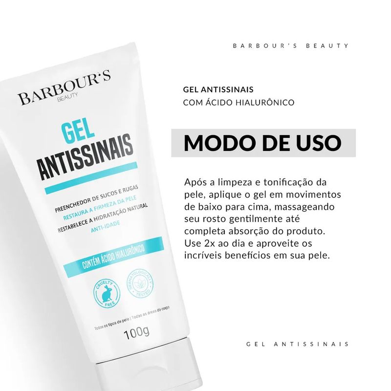 Barbours Beauty Gel Antissinais Com Ácido Hialurônico 100ml em Oferta