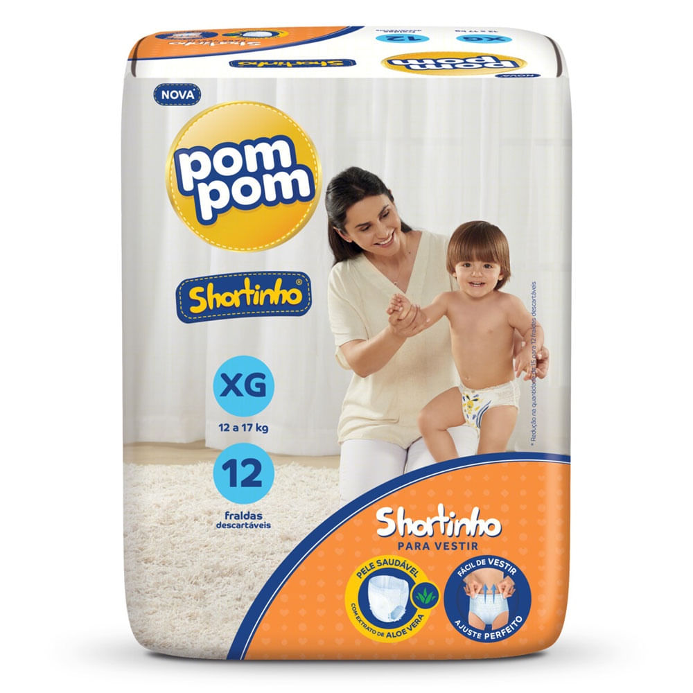 Fralda Pom Pom Shortinho Xg C12 Unidades Farmadelivery 