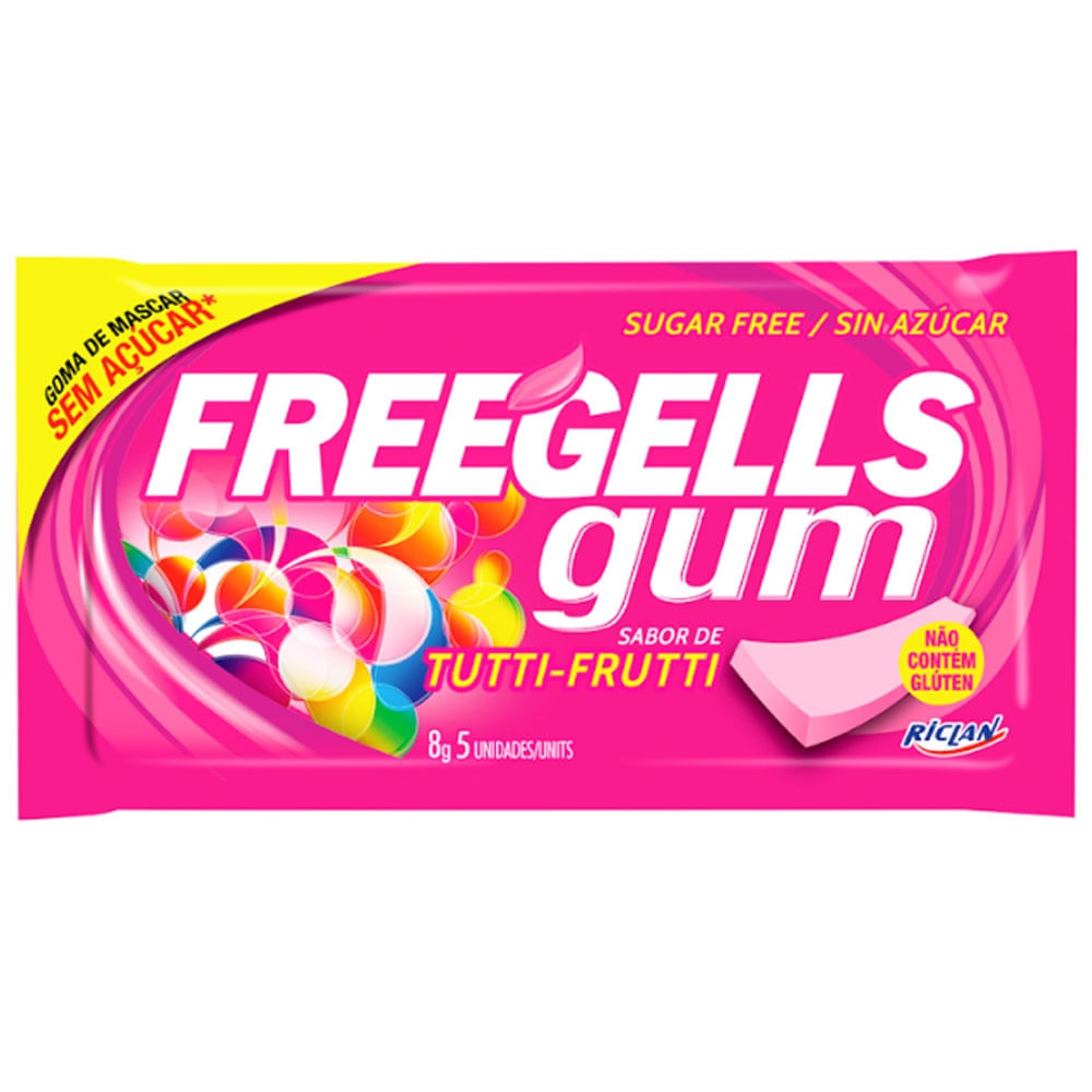 Chiclete Freegells Gum Tutti Frutti 5 Gomas de Mascar em Oferta