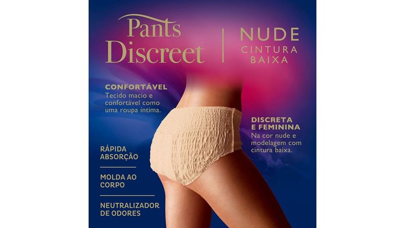 Roupa Íntima Tena Pants Discreet Nude Tamanho P/M 8 Unidades