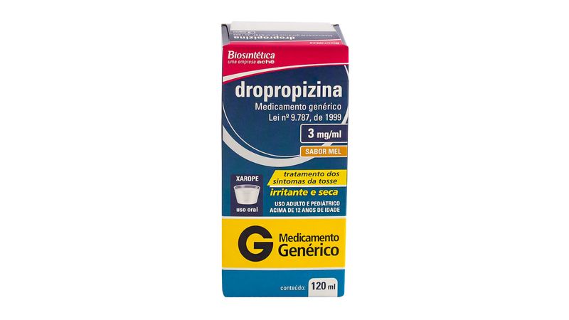 Dropropizina Xarope 3,0mg/ml Genérico Biosintética 120ml