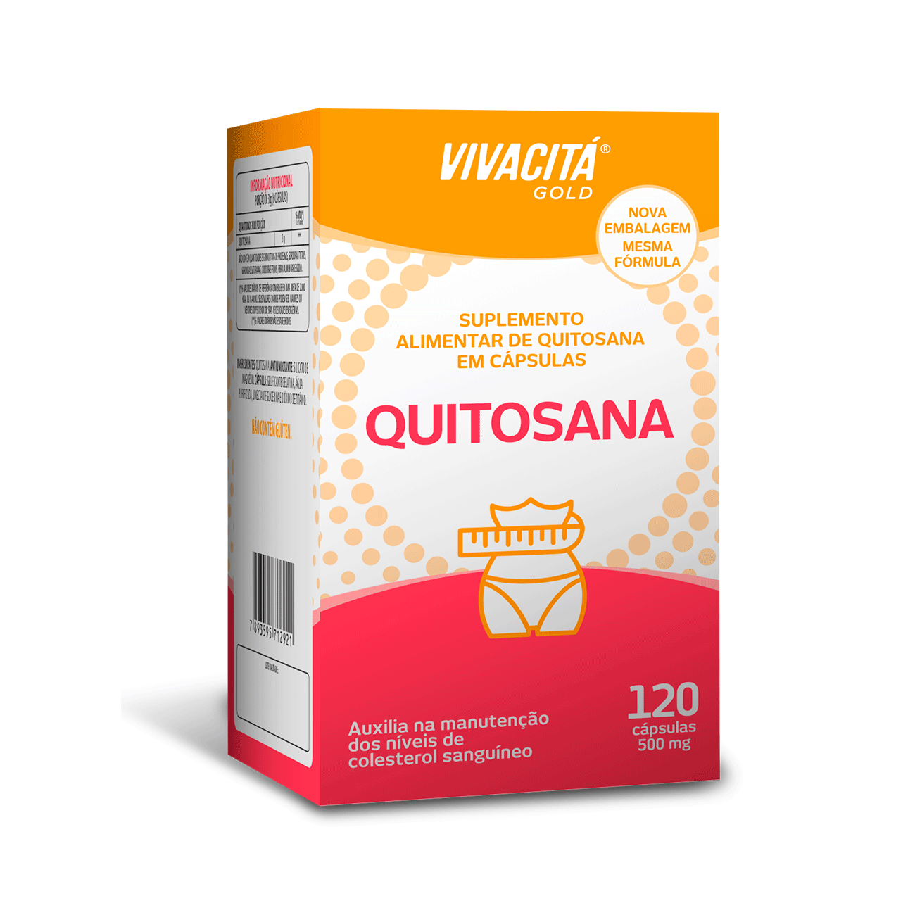 Vivacitá Gold Quitosana 500mg 120 Cápsulas - Farmadelivery