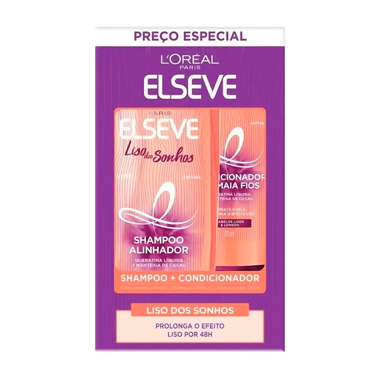 Kit Elseve Liso Dos Sonhos Shampoo 375ml + Condicionador 170ml